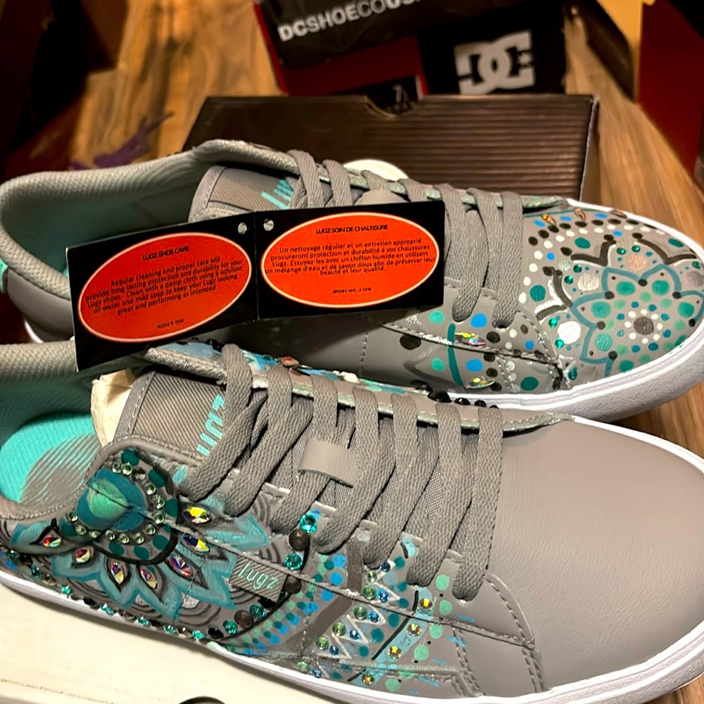 Brand new custom painted and embellished mandala lugz sneakers